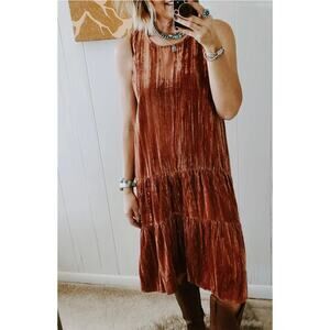 NWT Mystree The Deanie Velvet Midi Tiered Dress size L Whimsical